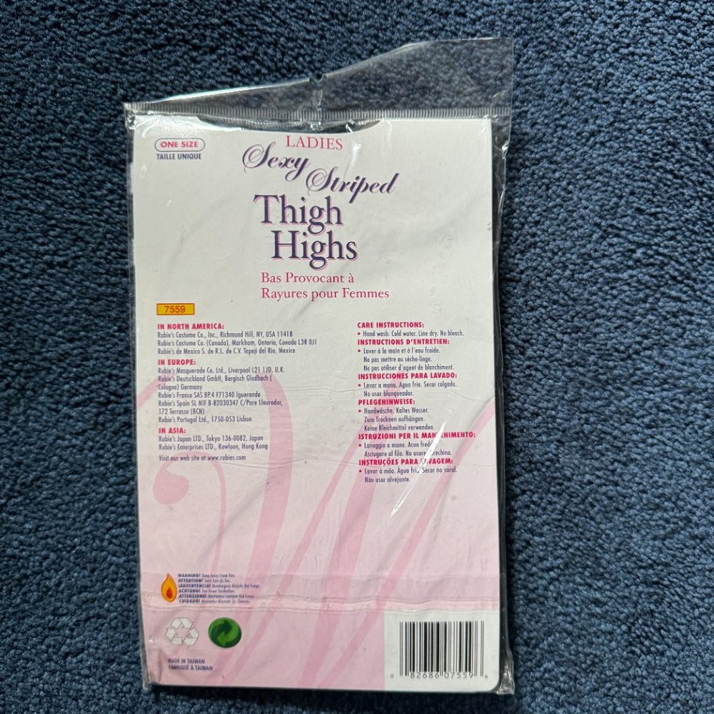 NWT Secret Wishes Sexy Striped Thigh Highs Black & White Stripes O/S - Picture 2 of 2